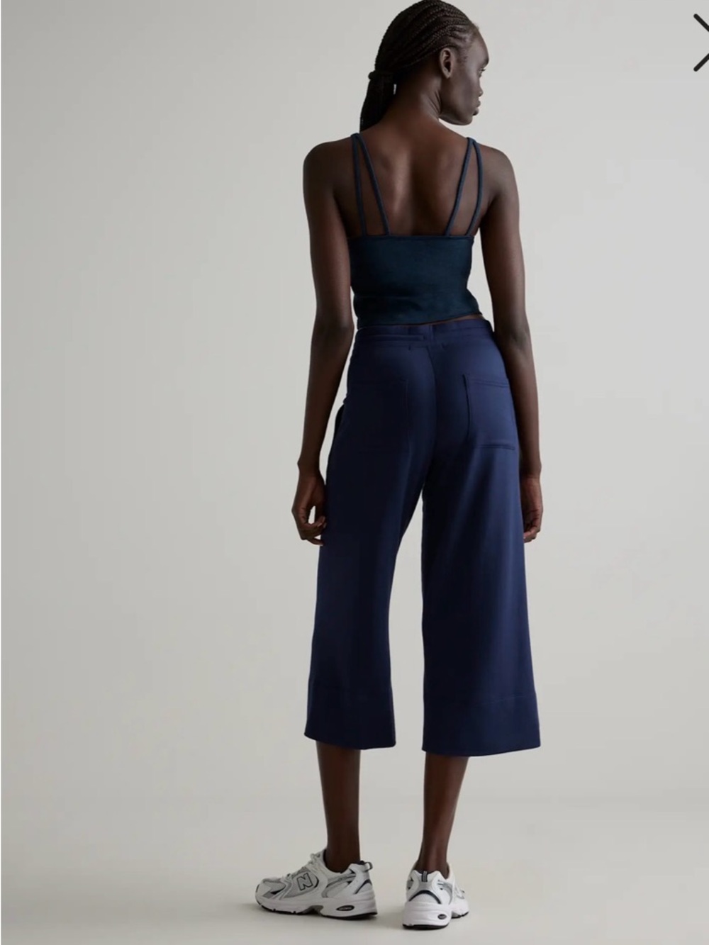 Quince Super Soft Fleece cropped wide leg pants navy Size L - Picture 4 of 10